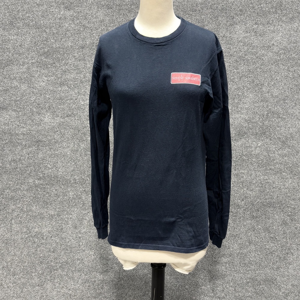 Simply Southern Shirt Womens Small Blue Jeep Graphic Long Sleeve Cotton Top